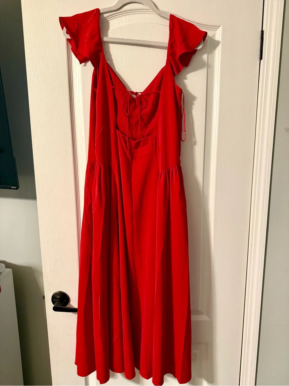 Abercrombie & Fitch Vibrant Red Maxi Dress with Cap Sleeves